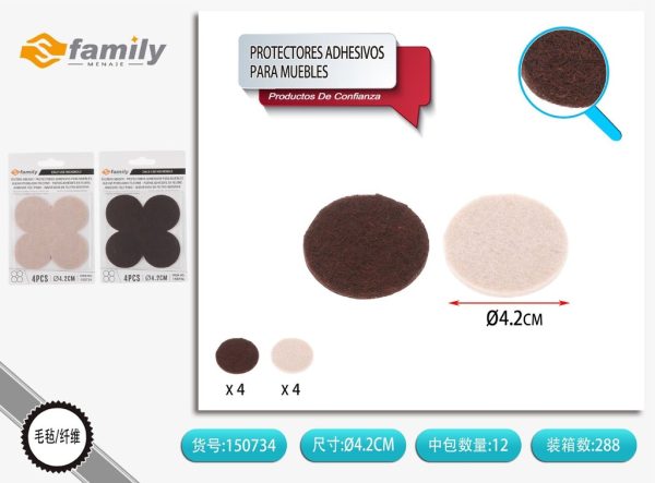 Protectores adhesivos redondos para muebles 4.3 cm 4 pcs - Accesorios para muebles