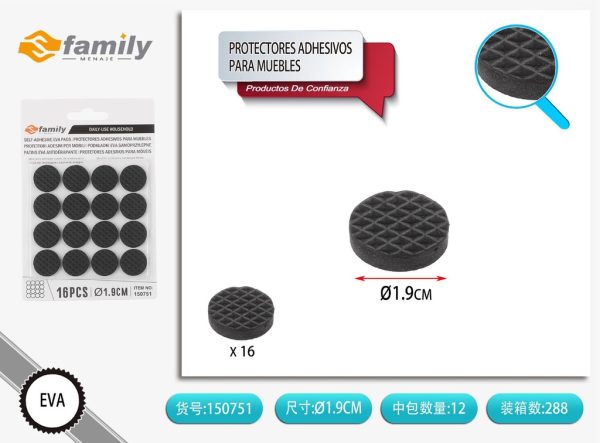 Protectores adhesivos redondos para muebles de 1.9 cm 16 pcs - Accesorios para muebles