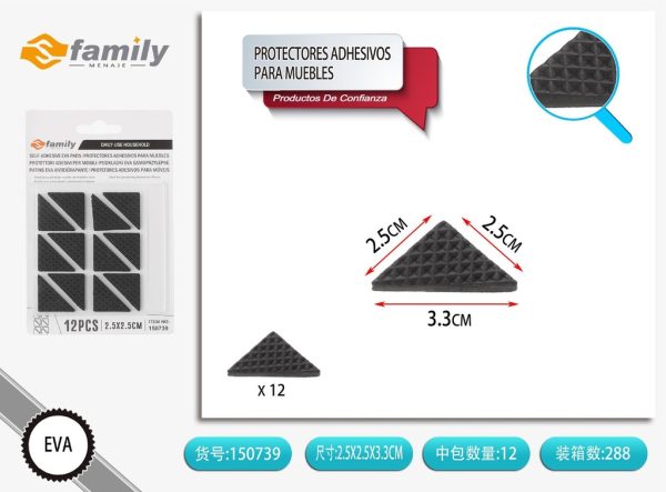 Protectores adhesivos triangulares para muebles de 2.5*2.5*3.3 cm 12 pcs - Accesorios para muebles