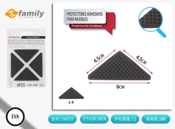 Protectores adhesivos triangulares para muebles de 4.5*4.5*6 cm 4 pcs - Accesorios para muebles