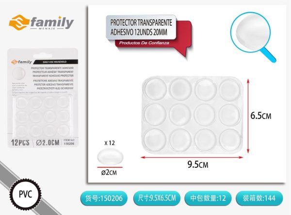 Protectores transparentes adhesivos 12 uds 20 mm - Accesorios para el hogar