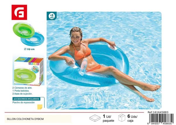 Sillón colchoneta hinchable D119 cm - Relax en la piscina