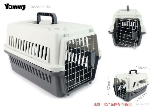 Transportín para mascotas gris 59x37x36cm - Accesorios para mascotas