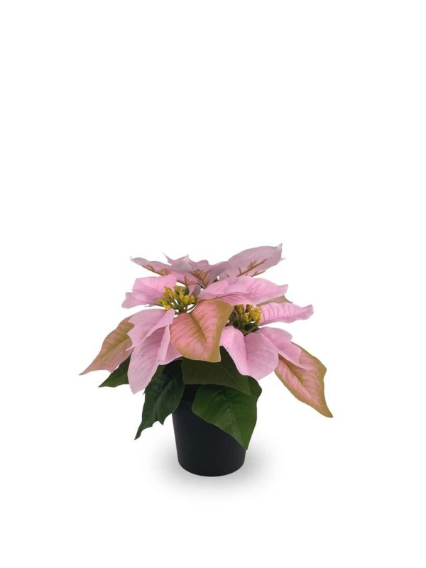 Bonsái artificial de 3 cabezas cortas de Flores de Navidad de 25 cm - Planta decorativa