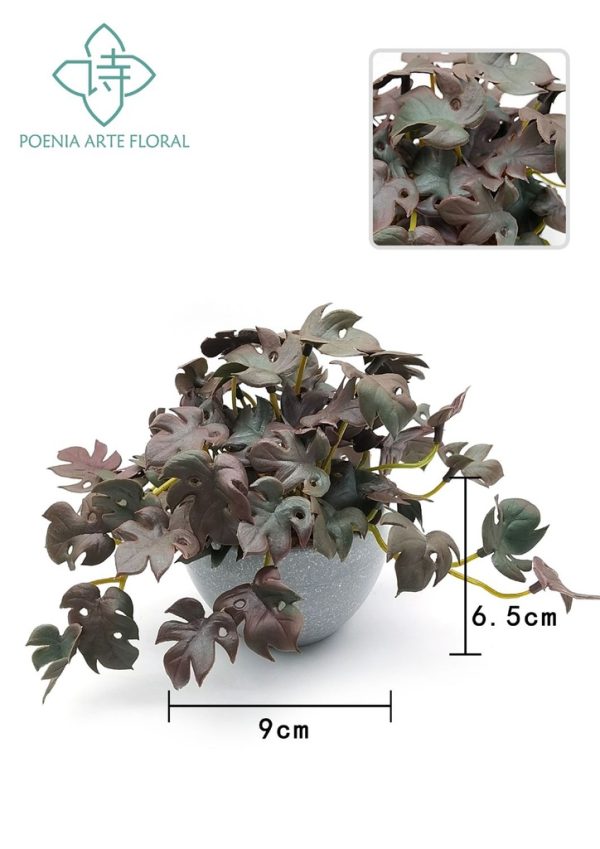 Bonsái artificial de monstera en maceta gris - Planta decorativa
