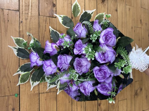 Centro de flores artificiales en maceta pequeña - Arreglo floral completo sin descuento