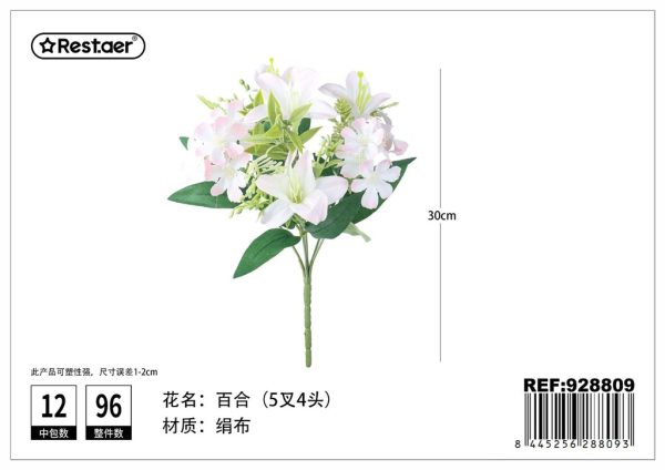 Flores artificiales - ramo 6x4 lirios 32cm - Imagen 3