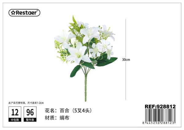 Flores artificiales - ramo 6x4 lirios 32cm - Imagen 4