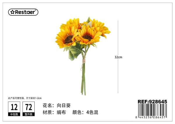 Flores artificiales girasol 32cm para decoración