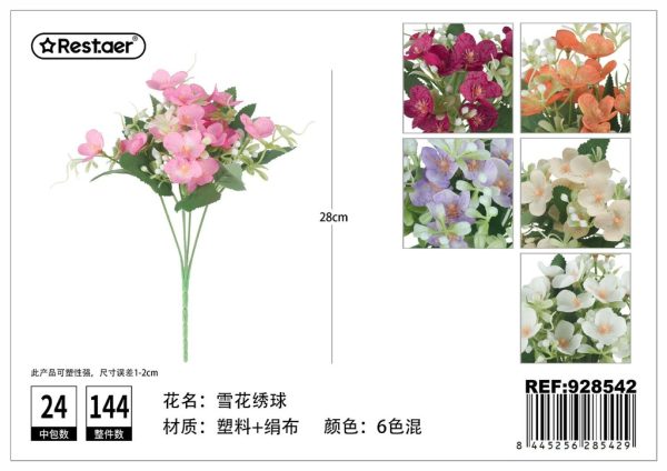 Flores artificiales hortensia 28cm decoración hogar