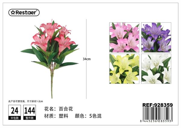 Flores artificiales ramo corto de lirios para decoración