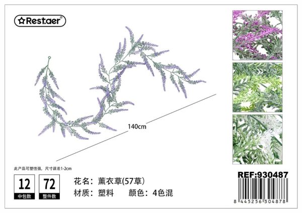 Guirnalda de flores artificiales 140cm lavanda para decoración
