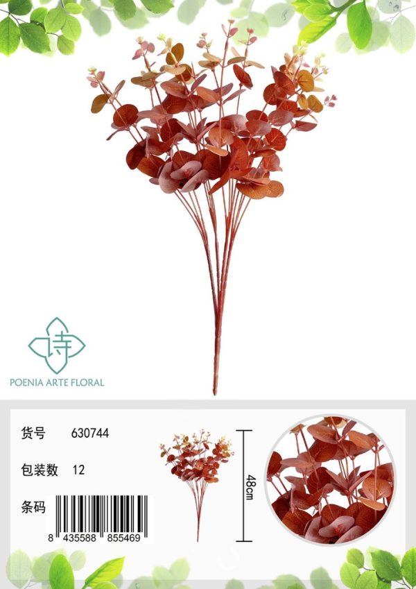 Hojas de dinero artificial 16 ramas 49 cm - Ramo decorativo