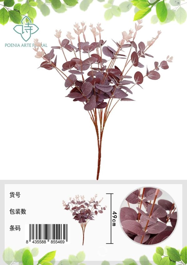 Hojas de dinero artificial 16 ramas 49 cm - Ramo decorativo - Imagen 2