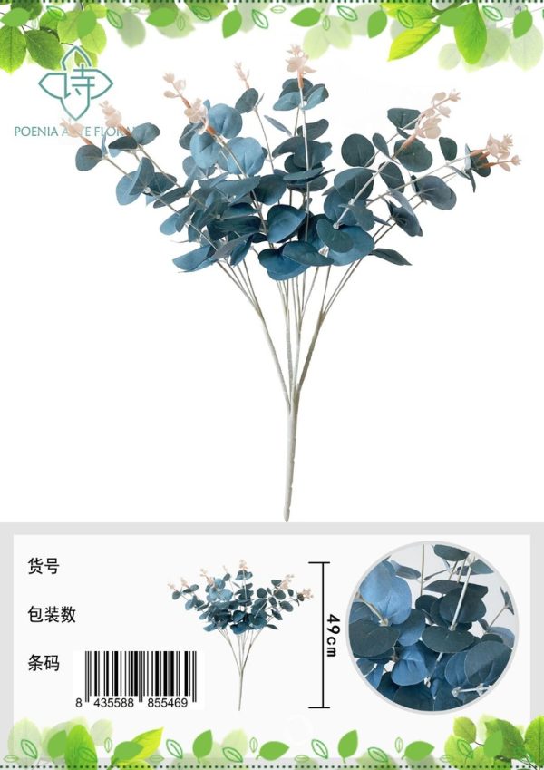 Hojas de dinero artificial 16 ramas 49 cm - Ramo decorativo - Imagen 3