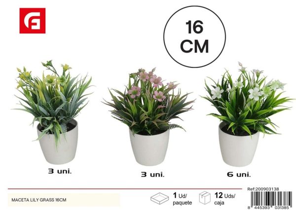 Maceta de Lily Grass de 16 cm - Plantas artificiales y decoración del hogar