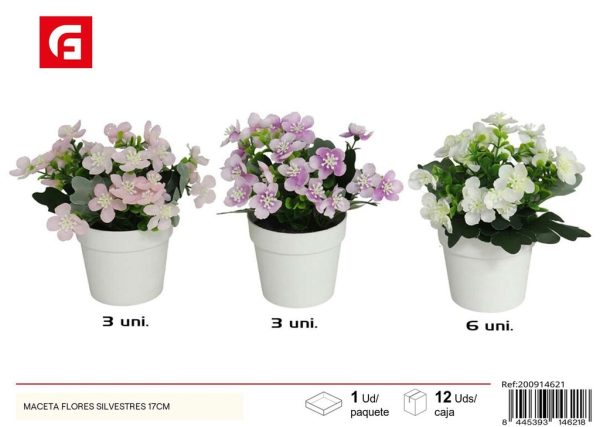 Maceta de flores silvestres de 17 cm - Plantas artificiales y decoración del hogar