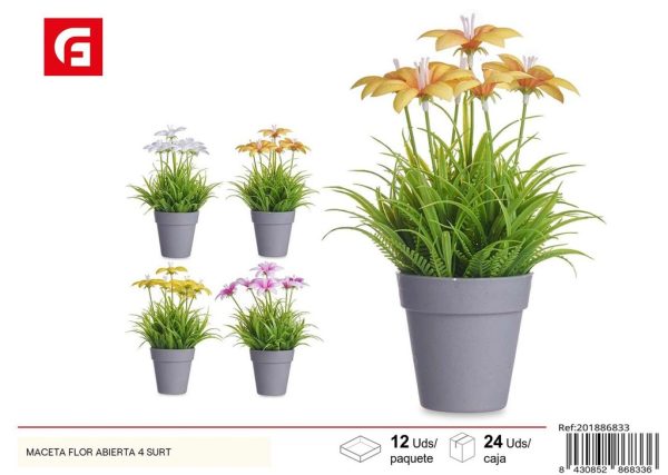 Maceta flor abierta 4 surtidas - Plantas artificiales y decoración del hogar
