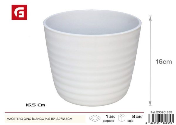 Macetero Gino blanco PLS 16x12.7x12.5 cm - Macetas decorativas