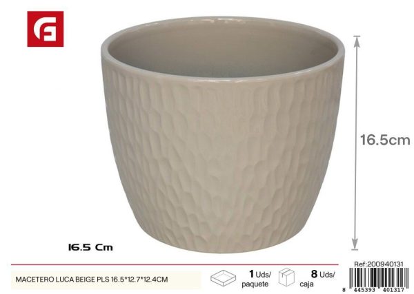 Macetero Luca beige PLS 16.5x12.7x12.4 cm - Macetas para el hogar