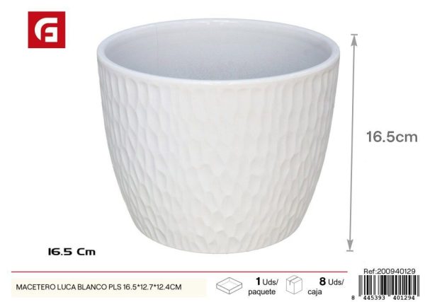 Macetero Luca blanco PLS 16.5x12.7x12.4 cm - Macetas para decoración