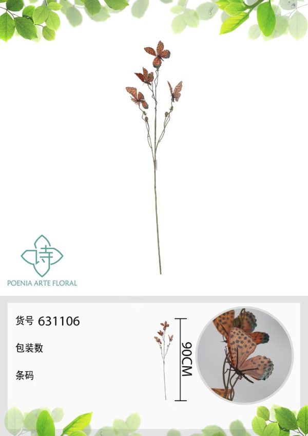 Orquídea falsa de un solo tallo con 4 flores 90 cm atardecer - Decoración floral