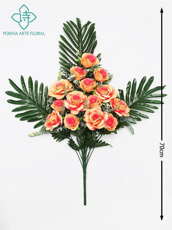 Peonía de 14 cabezas (naranja) - Flores artificiales
