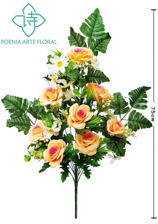 Peonía de 16 cabezas y flor de cerezo blanca - Flores artificiales