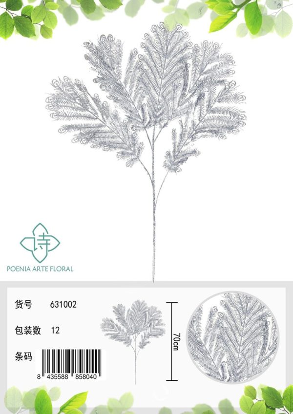 Planta artificial de hojas doradas y plateadas 70cm para decoración
