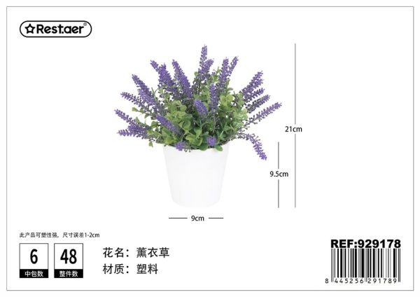 Planta artificial de macetas lavanda 21 cm - Decoración de hogar