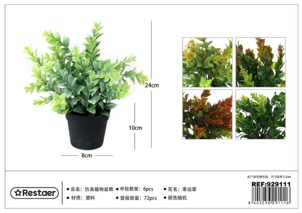 Planta artificial en maceta decorativa 8x10x24cm para interiores