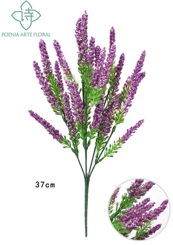 Planta artificial lavanda 5 ramificaciones para decoración del hogar