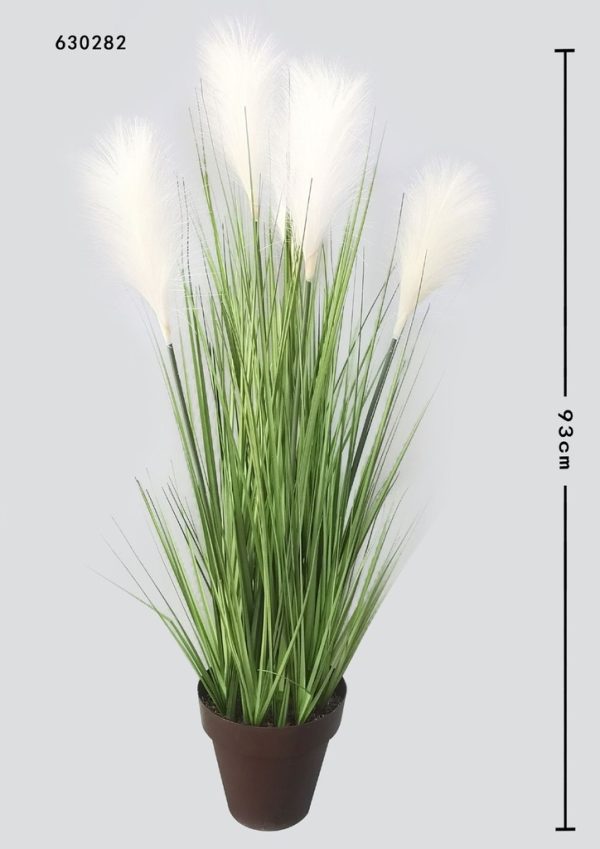 Planta decorativa de 0.9 metros con 5 cabezas de caña para decoración del hogar
