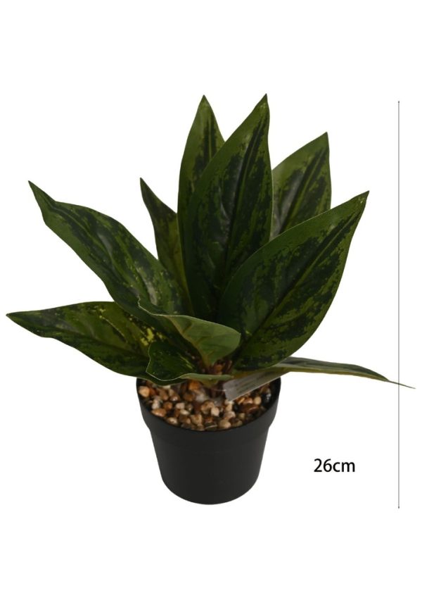 Pozuelo artificial con hojas de color verde bordeadas - Pequeño macetero decorativo