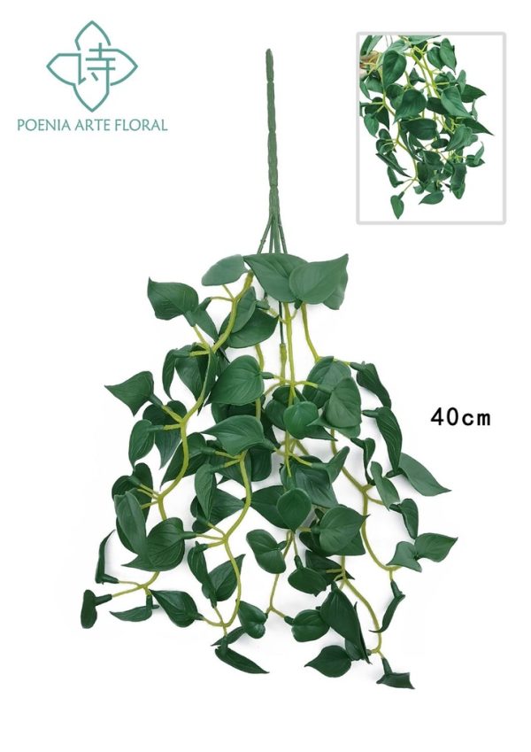 Rama de filodendro colgante 40cm para decoración interior