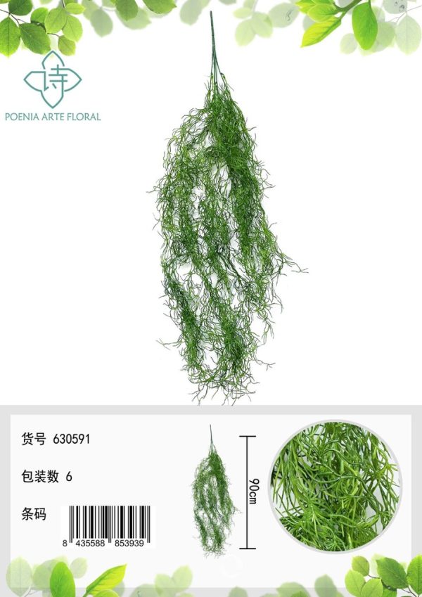 Rama de hoja artificial verde claro - decoración de pared enredadera - Imagen 3