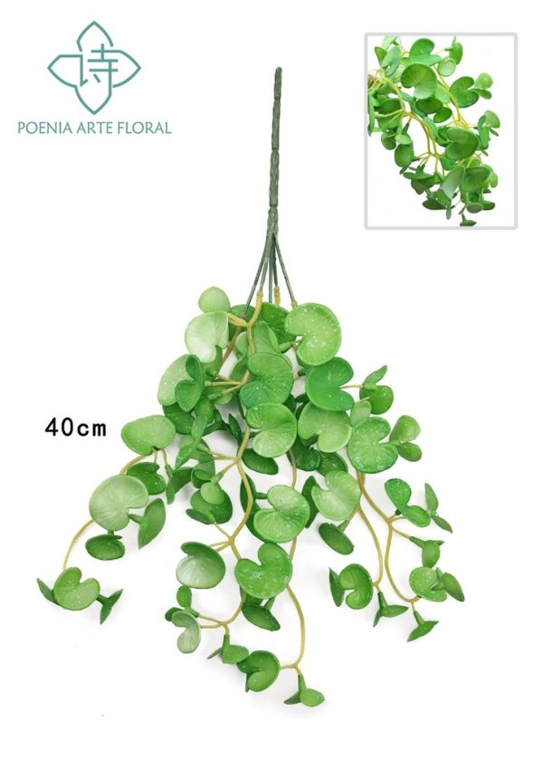 Rama de hoja de dinero artificial de 40 cm - decoración de pared enredadera
