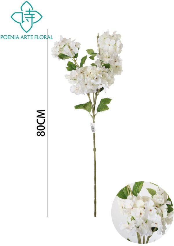 Rama decorativa de hortensia de cinco cabezas 80 cm