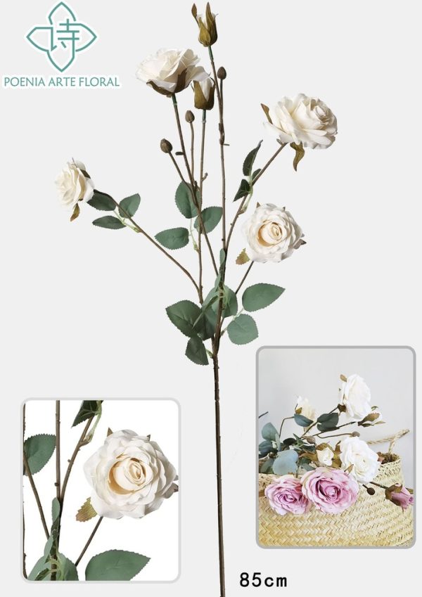 Ramo artificial 6 cabezas - Rosa pastel - Decoración floral