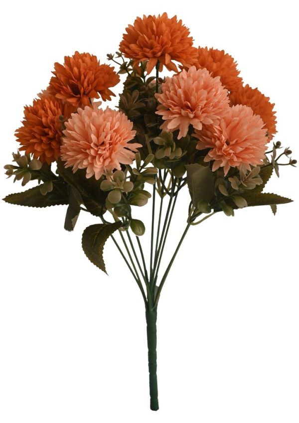 Ramo de 10 cabezas de bola de crisantemo 40cm - Flores artificiales