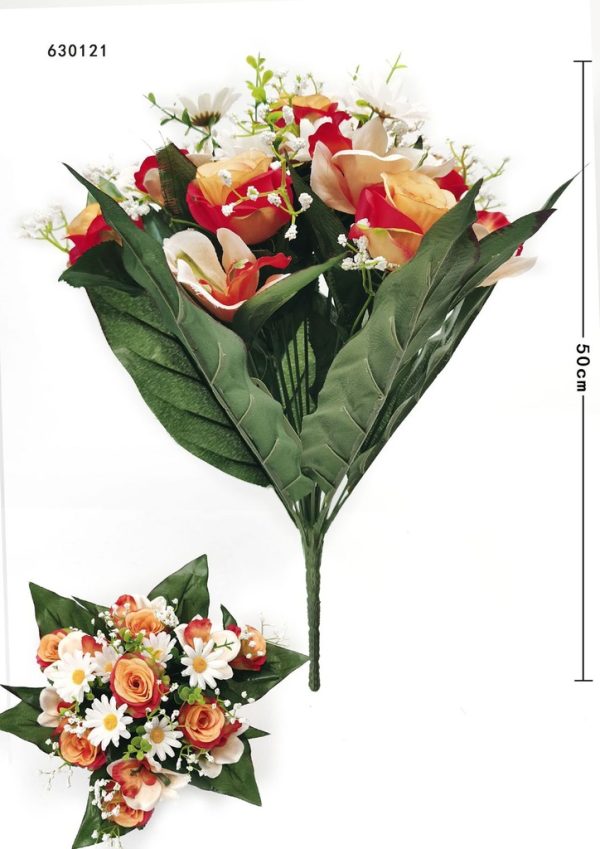 Ramo de 18 cabezas pequeñas rosas con orquídea del C - Ramos decorativos