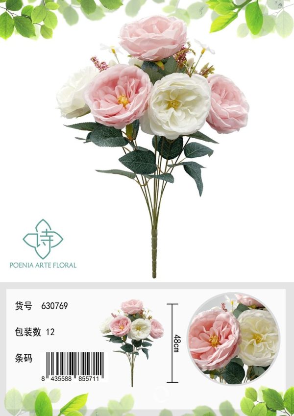 Ramo de 9 cabezas de rosas de hibisco - Ramo decorativo - Imagen 2
