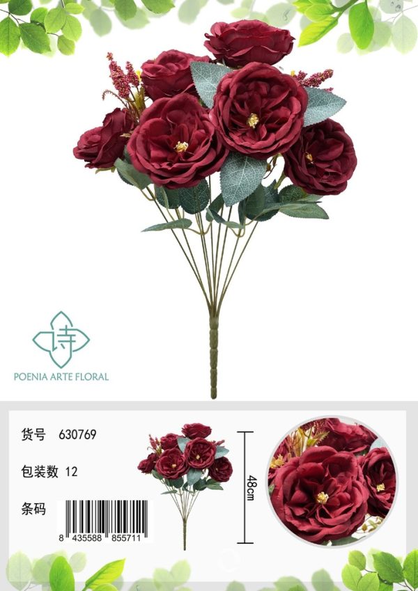 Ramo de 9 cabezas de rosas de hibisco - Ramo decorativo - Imagen 3