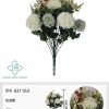 Ramo de flores artificiales - 18 cabezas de crisantemo grande y cebolla 50 cm