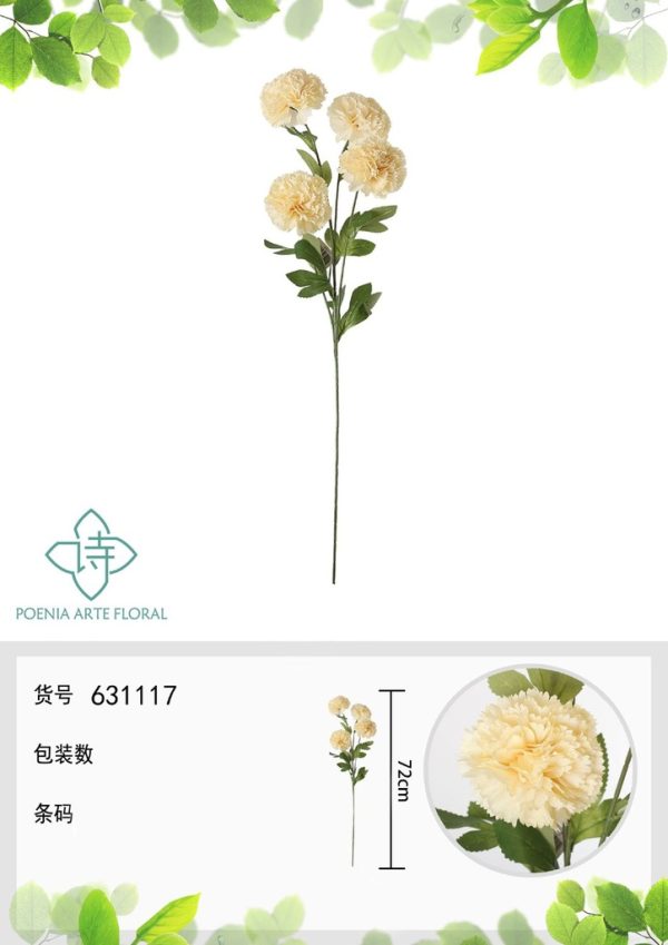 Ramo de flores artificiales - Clavel de 4 cabezas 72 cm - Imagen 2