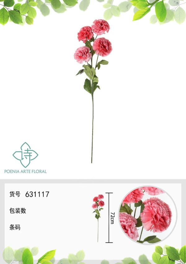 Ramo de flores artificiales - Clavel de 4 cabezas 72 cm - Imagen 3