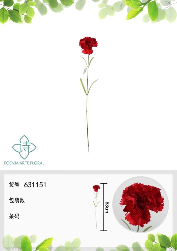 Ramo de flores artificiales - Clavel único 68 cm - Imagen 2