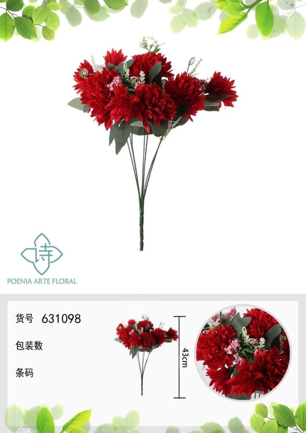 Ramo de flores artificiales - Crisantemo redondo 43 cm