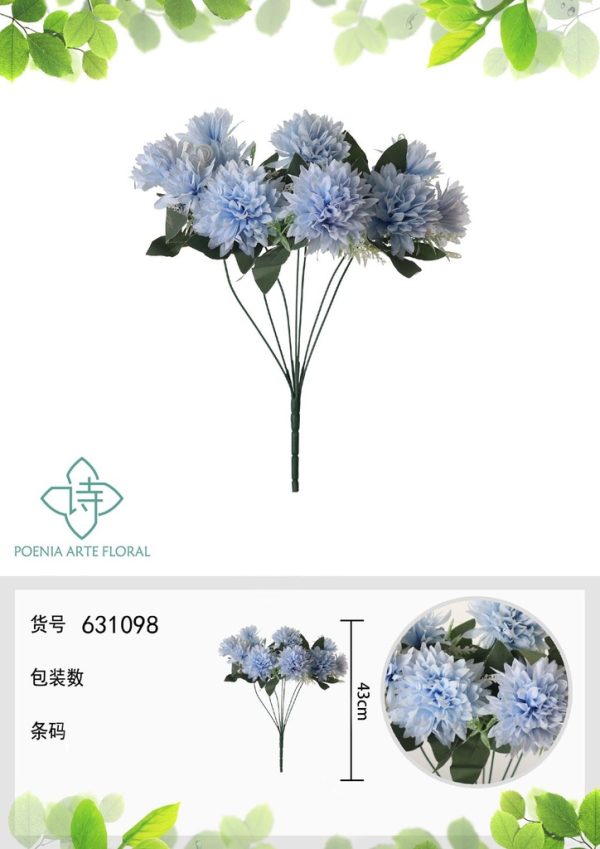 Ramo de flores artificiales - Crisantemo redondo 43 cm - Imagen 3
