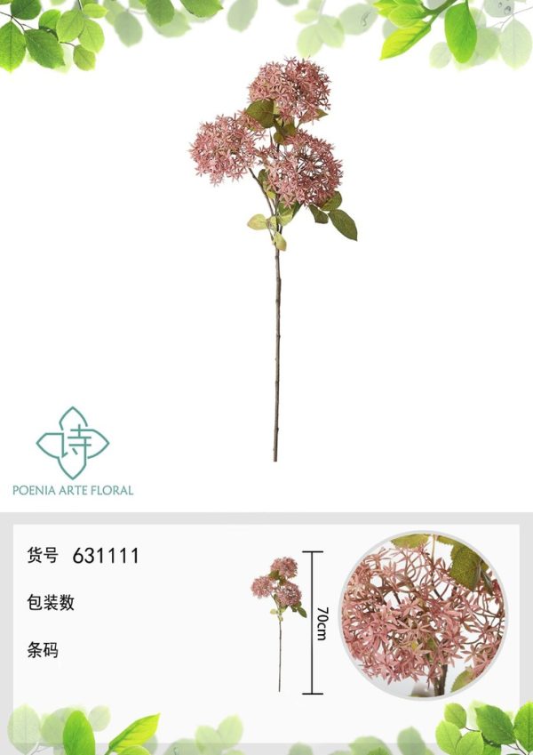Ramo de flores artificiales - Hortensia de madera 70 cm - Imagen 2